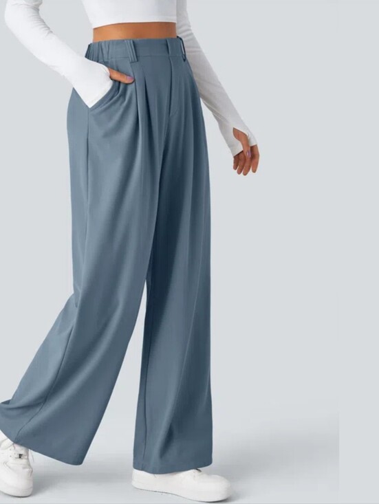 HALARA Pants - Halara Flex™ High Waisted Pocket Wide Leg Waffle Work Pants Size XL Blue